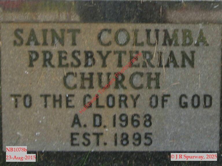 NB1078b Plaque at Saint Columba Presbyterian Church, Saint John NB NB1078b Plaque at Saint Columba Presbyterian Church, Saint John NB