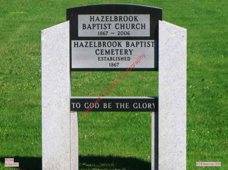 PE238b Monument at site of Hazelbrook Baptist Church, Mount Albion PE, taken 31-Jul-2013 © 2022 JR Spurway