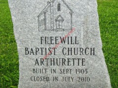 NB0346b Plaque at site of former Freewill Baptist Church, Arthurette NB